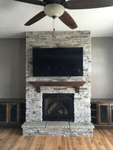 fireplace grey stone